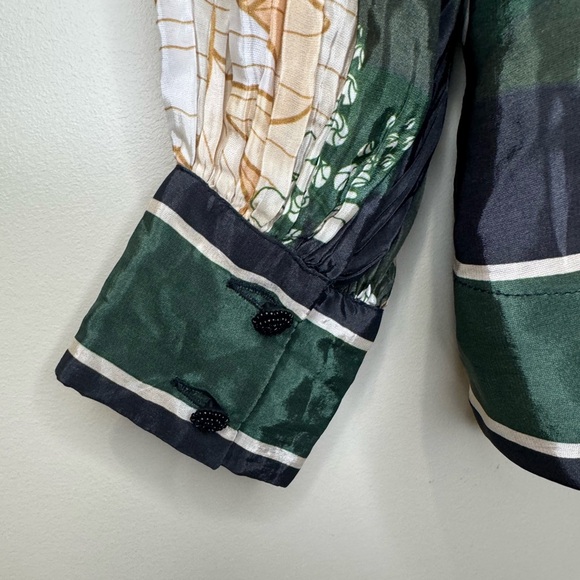 Farm Rio Long-Sleeve Silky Wrap Top | Small - Picture 6 of 11